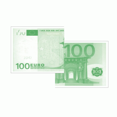 Χαρτοπετσέτες μονόφυλλες διάστασης 24Χ22cm με σχέδιο χαρτονόμισμα των 100 ευρώ