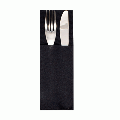 Χαρτοπετσέτες πολυτελείας δίφυλλες σε σχήμα φάκελο για μαχαιροπίρουνα διάστασης 40Χ33cm σε χρώμα μαύρο σε συσκευασία των 1200 τμχ