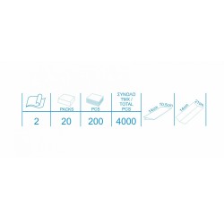 Χαρτοπετσέτα συσκευής Inerfold σε 20 πακέτα των 4000τμχ σε χρώμα λευκό