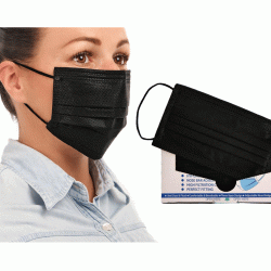 Μάσκες μιας χρήσης σε χρώμα μαύρο σε συσκευασία 50 πακέτων Μάσκες μιας χρήσης σε χρώμα μαύρο σε συσκευασία 50 πακέτων