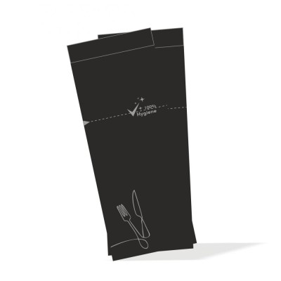 Χάρτινος φάκελος closy fin σε μαύρο χρώμα διάσταση 85Χ250cm με χαρτοπετσέτα δίφυλλη λευκή σε συσκευασία των 350 τμχ