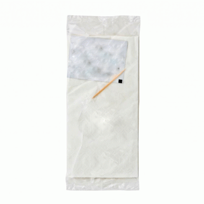 Κουβέρ με χαρτοπετσέτα δίφυλλη 33Χ33cm λευκή, μαντηλάκι 6X8cm, οδοντογλυφίδα 1000 τμχ