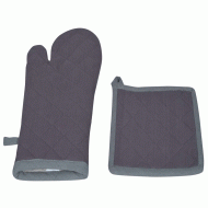 Σετ πιάστρα-γάντι σχέδιο Duo 100% βαμβάκι σε χρώμα γκρι