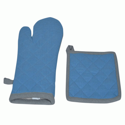 Σετ πιάστρα-γάντι σχέδιο Duo 100% βαμβάκι σε χρώμα μπλε σκούρο
