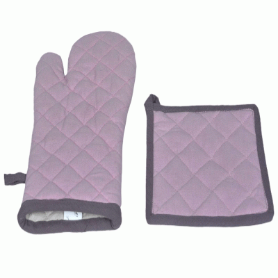 Σετ πιάστρα-γάντι σχέδιο Duo 100% βαμβάκι σε χρώμα ροζ