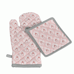 Σετ πιάστρα-γάντι σχέδιο Dasa 100% βαμβάκι σε ροζ χρώμα