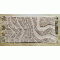 Πατάκι διακοσμητικό σχέδιο Kedra σύνθεσης cotton / polyester διαστάσεων 70x140cm σε χρώμα Mint﻿