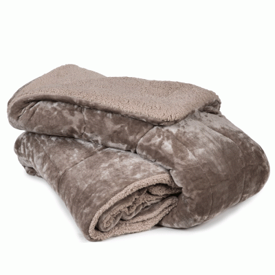 Κουβέρτα-πάπλωμα flannel με κάτω όψη sherpa Arizona 100% pol. σε χρώμα beige διαστάσεων 160x220cm