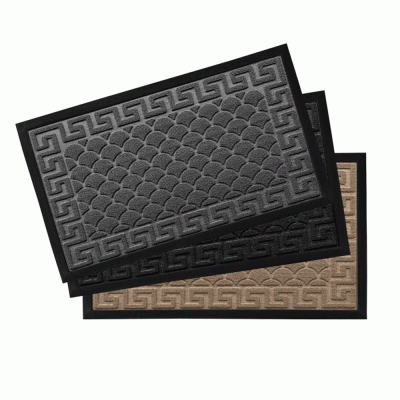 Πατάκι εξώπορτας ανάγλυφο Maiandros διαστάσεων 45Χ75cm 100% polypropylene σε σκούρο γκρι χρώμα