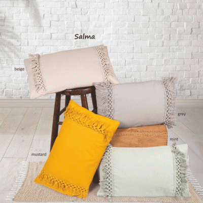 Μαξιλάρι διακοσμητικό σχέδιο Salma διαστάσεων 30x50cm από 100% βαμβάκι σε γκρι χρώμα 