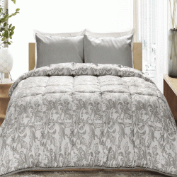 Κουβερλί εμπριμέ καπιτονέ Damasc grey microfiber διαστάσεων 160x240cm