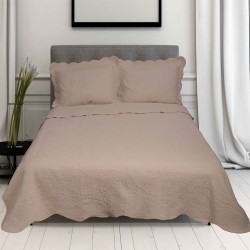 Σετ κουβερλί πολύγαζο με 2 μαξιλαροθήκες σχέδιο Phillipa 100% microfiber διαστάσεων 220x240cm σε χρώμα Beige