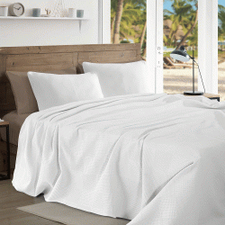 Κουβέρτα πικέ Marco 100% cotton διαστάσεων 170x260cm σε λευκό χρώμα