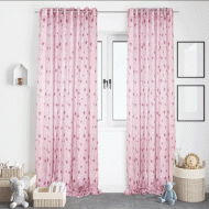 Κουρτίνα με κρίκους με σχέδιο Star διαστάσεων 140Χ260cm 100% pol. σε ροζ χρώμα