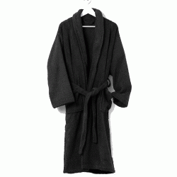 Μπουρνούζι με γιακά σε μαύρο χρώμα one size 500gsm 100%cotton