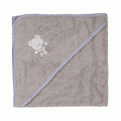 Πετσέτα με κουκούλα Bear διαστάσεων 75X75cm 100% cotton σε γκρι χρώμα
