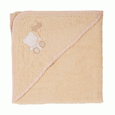 Πετσέτα με κουκούλα Bear διαστάσεων 75X75cm 100% cotton σε μπεζ χρώμα