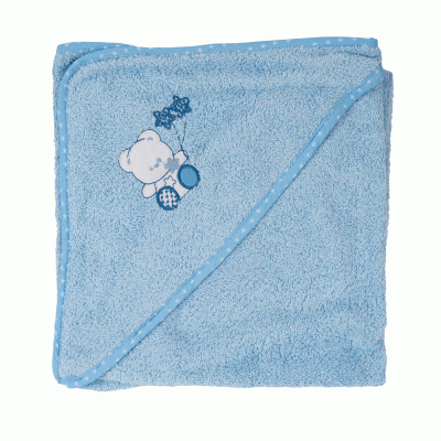 Πετσέτα με κουκούλα Bear διαστάσεων 75X75cm 100% cotton σε μπλε χρώμα