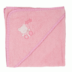 Πετσέτα με κουκούλα Bear διαστάσεων 75X75cm 100% cotton σε ροζ χρώμα Πετσέτα με κουκούλα Bear διαστάσεων 75X75cm 100% cotton σε ροζ χρώμα
