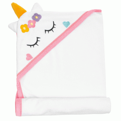 Πετσέτα με κουκούλα και κέντημα Unicorn διαστάσεων 90x70cm 85% cot+15% pol