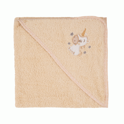 Πετσέτα με κουκούλα Pony διαστάσεων 75X75cm 100% cotton σε μπεζ χρώμα