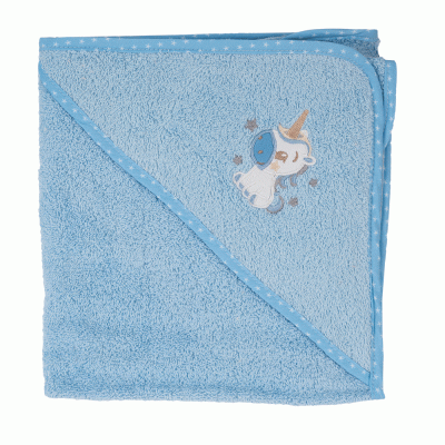 Πετσέτα με κουκούλα Pony διαστάσεων 75X75cm 100% cotton σε μπλε χρώμα