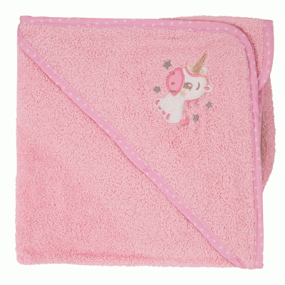 Πετσέτα με κουκούλα Pony διαστάσεων 75X75cm 100% cotton σε ροζ χρώμα