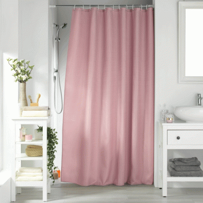 Κουρτίνα μπάνιου Sotero 180x200cm μονόχρωμη Jaquared με κρίκους 100% πολυεστέρας ροζ χρώμα