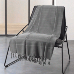 Ριχτάρι με κρόσια Lilia grey 180X220cm 100% βαμβακερό