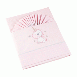 Σετ σεντόνια μπεμπέ 3τμχ Pony 100% cotton σε χρώμα ροζ Σετ σεντόνια μπεμπέ 3τμχ Pony 100% cotton σε χρώμα ροζ