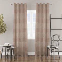 Κουρτίνα Emelie έτοιμη ραμμένη με κρίκους με σενίλ ρίγες 140x260cm 100% πολυεστέρα σε χρώμα μπεζ