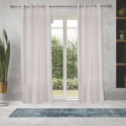 Κουρτίνα Alicia 140x260cm ζακάρ έτοιμη ραμμένη με κρίκους 100% πολυεστέρας σε χρώμα μπεζ