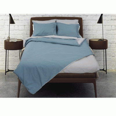 Σετ σεντόνια για διπλό κρεβάτι Rainbow μονόχρωμα Blue-Ice grey poly/cotton 144 κλωστών