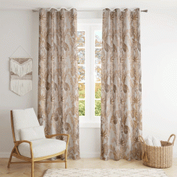 Κουρτίνα Cocoon gold 140x260cm ζακάρ έτοιμη ραμμένη με κρίκους 100% πολυεστέρας