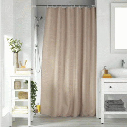 Κουρτίνα μπάνιου Sotero 180x200cm μονόχρωμη Jaquared με κρίκους 100% πολυεστέρας μπεζ χρώμα