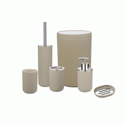 Σετ αξεσουάρ μπάνιου beige 6 τεμάχια Σετ αξεσουάρ μπάνιου beige 6 τεμάχια