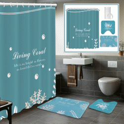 Κουρτίνα μπάνιου με κρίκους Coral διαστάσεων 180x200cm 100% πολυεστέρας