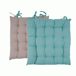 Μαξιλάρι καρέκλας Duo διαστάσεων 40x40cm διπλής όψης aqua/l.grey 100% βαμβάκι