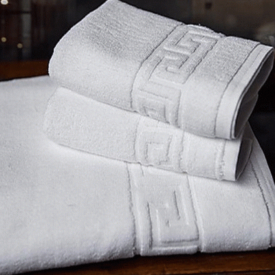 Πετσέτα προσώπου λευκή MEANDROS διαστάσεων 50Χ90cm 100% βαμβακερή 500gsm