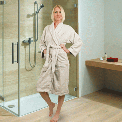 Μπουρνούζι μονόχρωμο Fresh 450gsm 100%cotton χωρίς κουκούλα σε μπεζ νούμερο XLarge