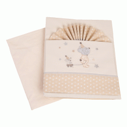 Σετ σεντόνια μπεμπέ 3τμχ Friends 100% cotton σε χρώμα μπεζ  Σετ σεντόνια μπεμπέ 3τμχ Friends 100% cotton σε χρώμα μπεζ