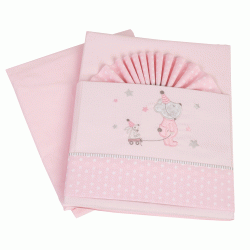 Σετ σεντόνια μπεμπέ 3τμχ Friends 100% cotton σε χρώμα ροζ Σετ σεντόνια μπεμπέ 3τμχ Friends 100% cotton σε χρώμα ροζ