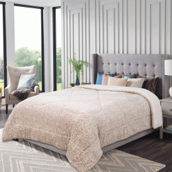 Κουβέρτα-πάπλωμα flannel με κάτω όψη sherpa Bistrol 100% pol. σε χρώμα μπεζ διαστάσεων 160x220cm