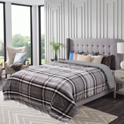 Κουβέρτα-πάπλωμα flannel με κάτω όψη sherpa Hector 100% pol. διαστάσεων 160x220cm σε χρώμα γκρι