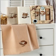 Πετσέτες κουζίνας πικέ με κέντημα διαστάσεων 40Χ60cm 100% cotton σετ 3τμχ  Πετσέτες κουζίνας πικέ με κέντημα διαστάσεων 40Χ60cm 100% cotton σετ 3τμχ