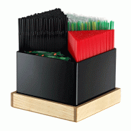 Organizer πάγκου 4 θέσεων με ξύλινη βάση σε φυσικό φινίρισμα