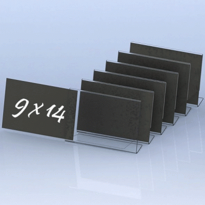 Κιτ σήμανσης "L" 1όψης 9x14cm καρτοθήκη Plexiglass με κλίση με μαύρη κάρτα σε συσκευασία 6τμχ