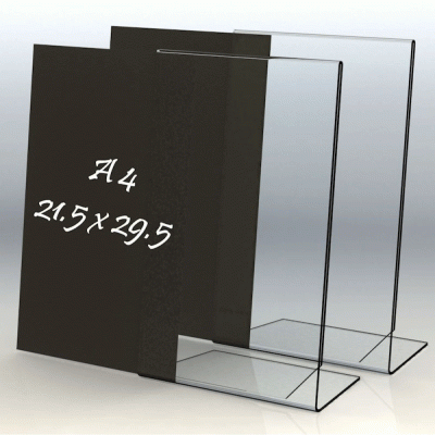 Κιτ σήμανσης "L" 1όψης A4 21x29cm εντυποθήκη Plexiglass με μαύρη κάρτα συσκευασία 2 τμχ