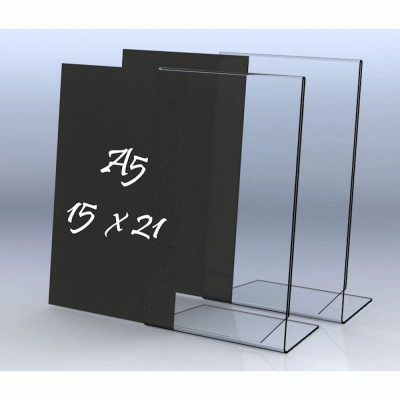 Κιτ σήμανσης "L" 1όψης A5 10x21cm εντυποθήκη Plexiglass με μαύρη κάρτα σε συσκευασία 2 τμχ