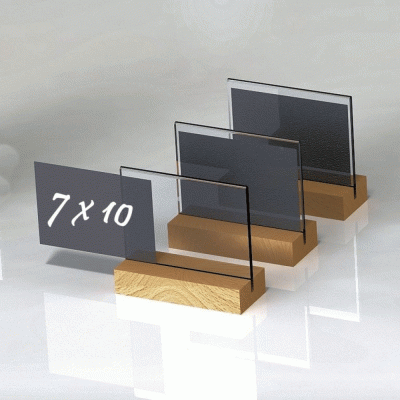 Κιτ σήμανσης "T" 3τμχ 7x10cm Plexiglass με μαύρη κάρτα με βάση οξιά 2 όψεων